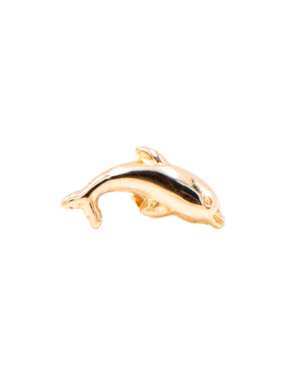 14K Yellow Gold 12mm Dolphin Single Stud Earring Ocean Nautical Jewelry
